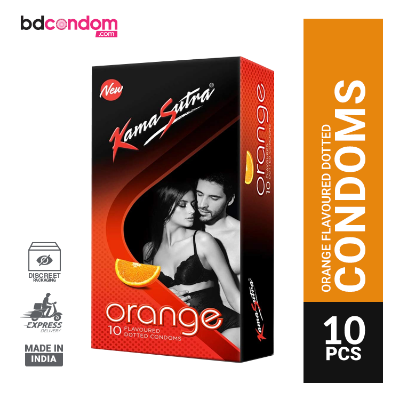 Picture of KamaSutra Orange Flavoured - Dotted Condoms - 10Pcs Pack(India)