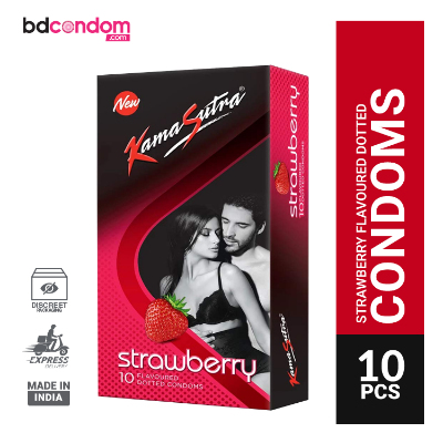 Picture of Kamasutra Strawberry Flavoured - Dotted Condom - 10'S Pack