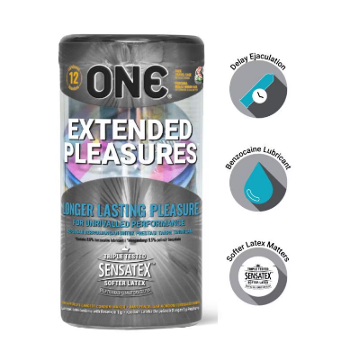 Picture of ONE Extended Pleasures Longer Lasting Pleasure Condom - 12Pcs Pack( Made In Malaysia)