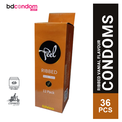 Picture of Feel Vanilla Flavour Ribbed Condom - Full Box - 3x12=36pcs - Condom