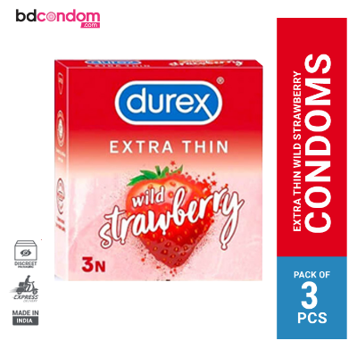 Picture of Durex Extra Thin Wild Strawberry Flavoured Condom - 3Pcs Pack(India)