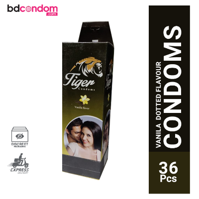 Picture of Tiger Dotted Condom Vanilla Flavour - Full Box - 3x12=36pcs
