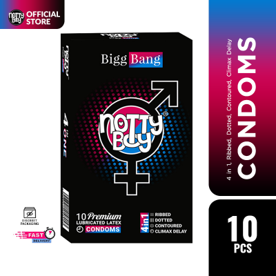 Picture of NottyBoy BiggBang 4in1 Dotted Ribbed Contoured Climax Delay Extra Time Condom - 10Pcs Pack(India)