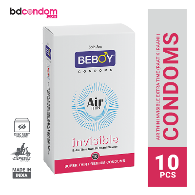 Picture of Beboy Air Thin Invisible Extra Time (Raat Ki Raani) Condom - 10pcs Pack(India)