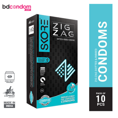 Picture of Skore Zig Zag Dotted & Ribbed Primium Condom - 10Pcs Pack(India)