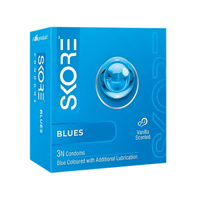 Picture of Skore Blue Coloured With Vanilla Flavoured Condom - 3Pcs Pack (India)