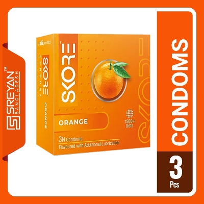 Picture of Skore Orange 1500+ Dotted Condom - 3Pcs Pack(India)