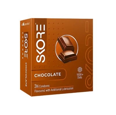 Picture of Skore Chocolate Flavoured 1500+ Dotted Condom - 3Pcs Pack(India)
