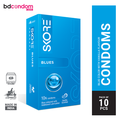 Picture of Skore Blue Coloured With Vanilla Flavoured Condom - 10Pcs Pack (India)