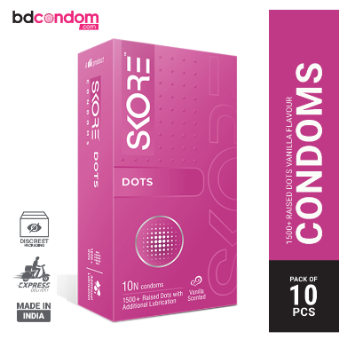 Picture of Skore Dots 1500+ Dotted Vanilla Flavoured Condom - 10Pcs Pack(India)