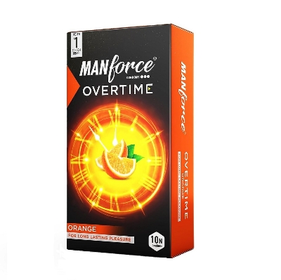 Picture of Manforce Overtime Orange 3in1 (Ribbed, Contour, Dotted) Condom - 10Pcs Pack(India)