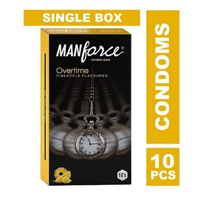 Picture of Manforce Overtime Pineapple 3in1 (Ribbed, Contour, Dotted) Condom - 10Pcs Pack(India)