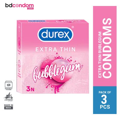 Picture of Durex Extra Thin Bubblegum Flavoured Condom - 3Pcs Pack(India)