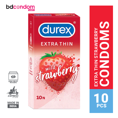 Picture of Durex Extra Thin Wild Strawberry Flavoured Condom - 10Pcs Pack(India)