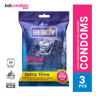 Picture of Beboy Extra Time Super Big Dotted Condom (Jasmine Flavour) Pocket Pack- 3Pcs(India)
