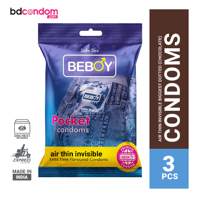 Picture of Beboy Extra Time Air Thin Invisible Condom (Chocolate Flavoured) Pouch Pack- 3Pcs(India)