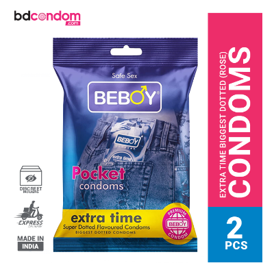 Picture of Beboy Extra Time Big Dotted Condom (Rose Flavoured) Pouch Pack - 2Pcs(India)