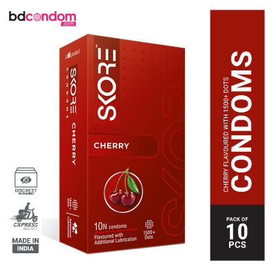 Picture of Skore Cherry Flavored 1500+ Dotted with Extra Lubrication Condom - 10Pcs Pack(India)