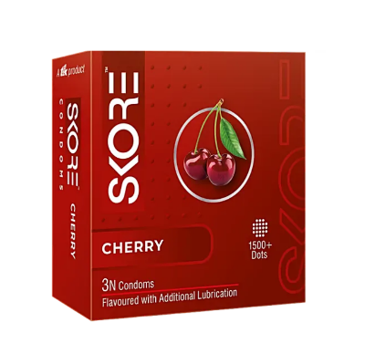 Picture of Skore Cherry Flavored 1500+ Dotted Condom - 3Pcs Pack(India)