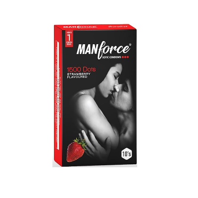 Picture of Manforce Strawberry Xotic 1500Dots Dotted Condom - 10Pcs Pack(India)