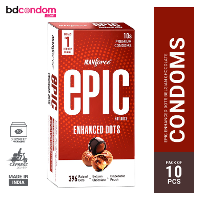 Picture of Manforce Epic Hot Dots With 396 Enhanced Dotted Belgian Chocolate Condom - 10Pcs Pack(India)