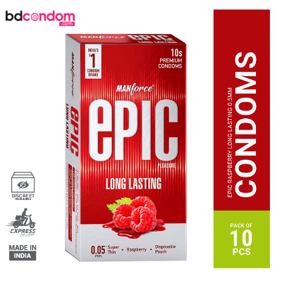 Picture of Manforce Epic Pleasure Long Lasting Raspberry Super Thin 0.5mm Premium Condom - 10Pcs Pack(India)
