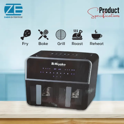 Picture of Miyako AF-4590 Double Chamber Digital Touch Panel Air Fryer, 9Liters.