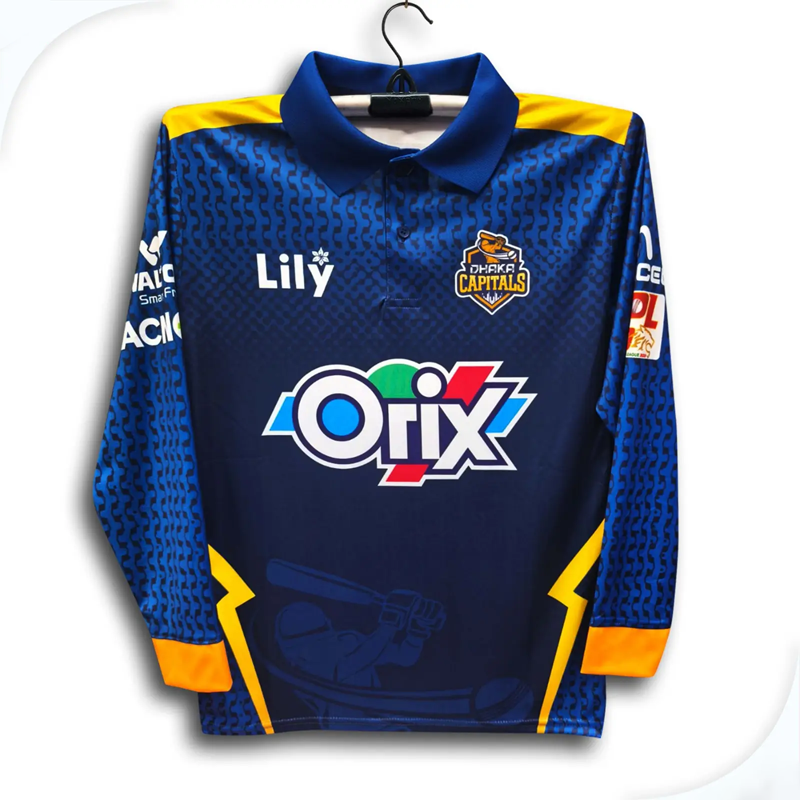 Picture of Dhaka Capaitals BPL Premium Cricket Jersey For Men - BPL Long Sleeve Collar Polo Jersey - Dhaka Jersey 2026