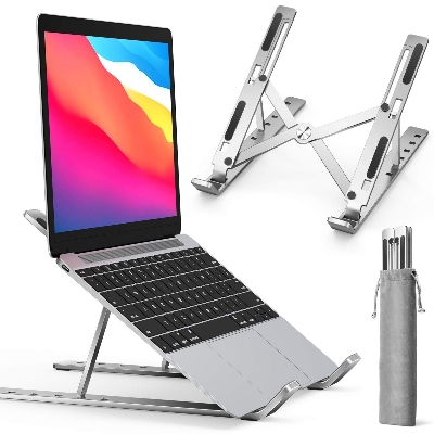 Picture of Aluminum Alloy Foldable Laptop Stand Adjustable Portable Folding Notebook Stand Foldable Laptop Stand - Laptop Table - Laptop Table