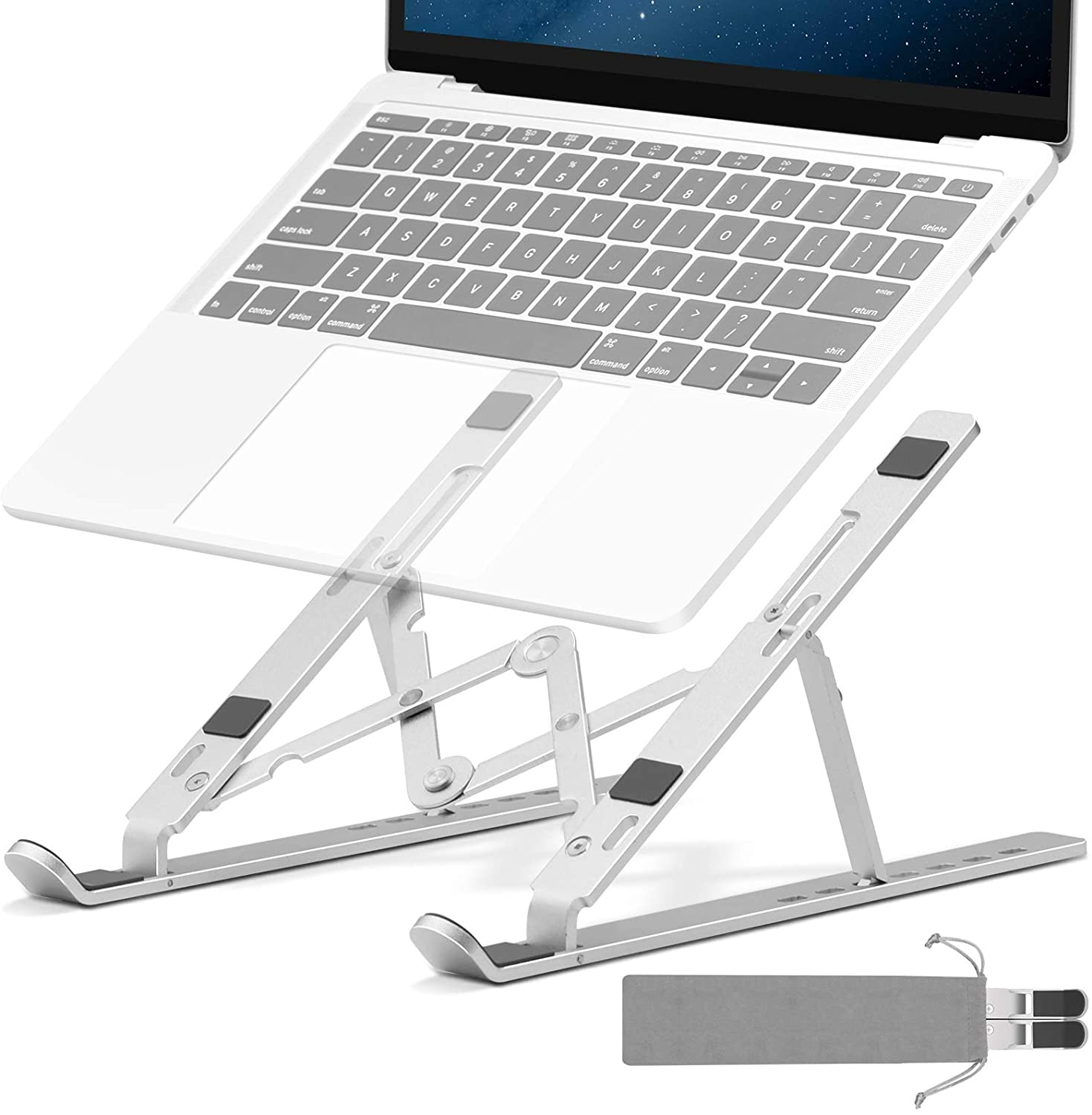 Picture of Aluminum Alloy Foldable Laptop Stand Adjustable Portable Folding Notebook Stand Foldable Laptop Stand - Laptop Table - Laptop Table
