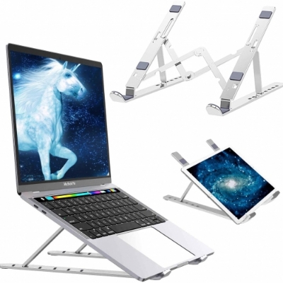 Picture of Aluminum Alloy Foldable Laptop Stand Adjustable Portable Folding Notebook Stand Foldable Laptop Stand - Laptop Table - Laptop Table
