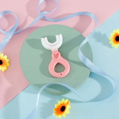 Picture of Children Toothbrush U-Shape Baby Toothbrush With Handle Silicone Oral Care Cleaning Brush For Kids Supplies