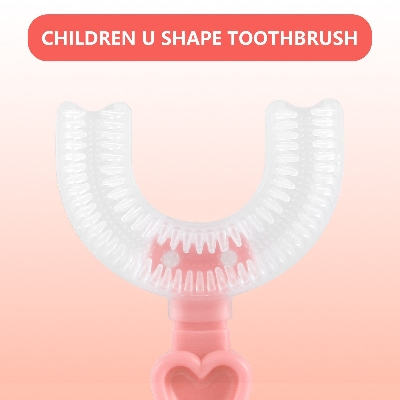 Picture of Children Toothbrush U-Shape Baby Toothbrush With Handle Silicone Oral Care Cleaning Brush For Kids Supplies