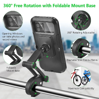 Picture of Universal Waterproof Bicycle Phone Holder Bike Motorcycle Handlebar Mobile Phone Stand Mount Waterproof Cell Phone Bracket Case