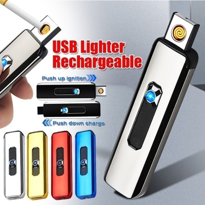 Picture of Portable Electronic Lighter USB Rechargeable Windproof Smoking Accessories Tools Multicolor Lighters Ultra-thin Men's Gifts