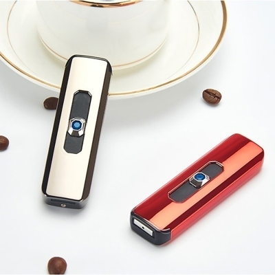 Picture of Portable Electronic Lighter USB Rechargeable Windproof Smoking Accessories Tools Multicolor Lighters Ultra-thin Men's Gifts
