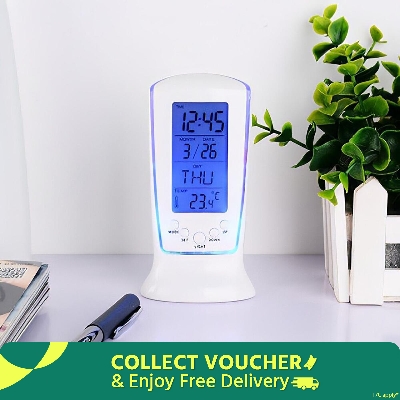 Picture of Multifunction Calendar Temperature Digital Alarm Clock With Blue Back Light Electronic Calendar Thermometer Led Clock With Time - Wall Clock - wall clock