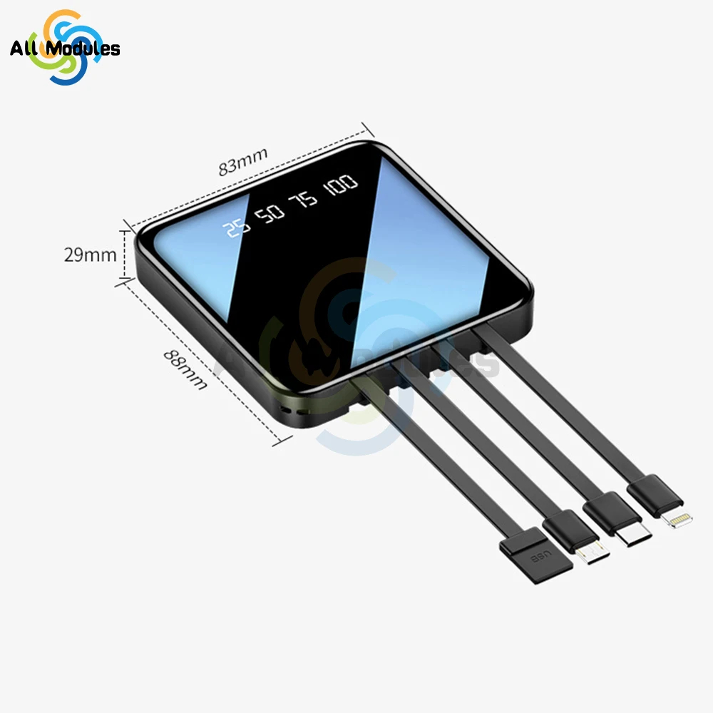 Picture of Portable Charger Fast Charging Mini Power Bank Charger With Cable Power banks Led Flashlight Power Display