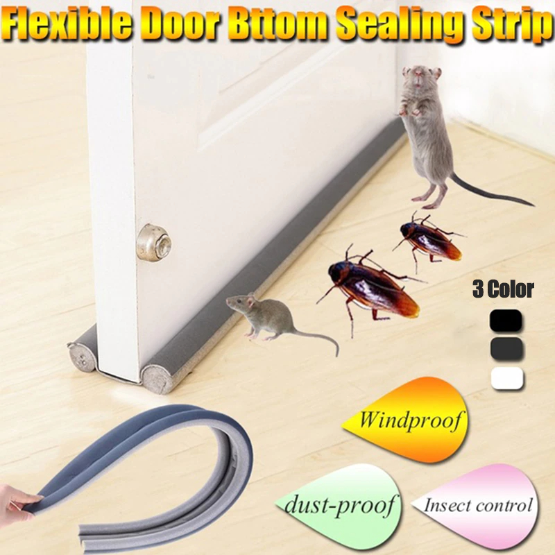 Picture of Windproof Seal Strip Draught Excluder Stopper Door Bottom Guard Double Protector Doorstop Dust-proof Blocker Sealer Soundproof