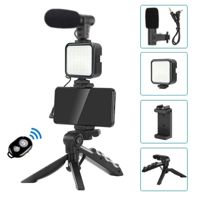 Picture of Ay-49 Smartphone Vlogging Kit Wireless Control Photography Fill Light With Tripod Stand Microphone For Tiktok Youtube Conference - Ring Light
