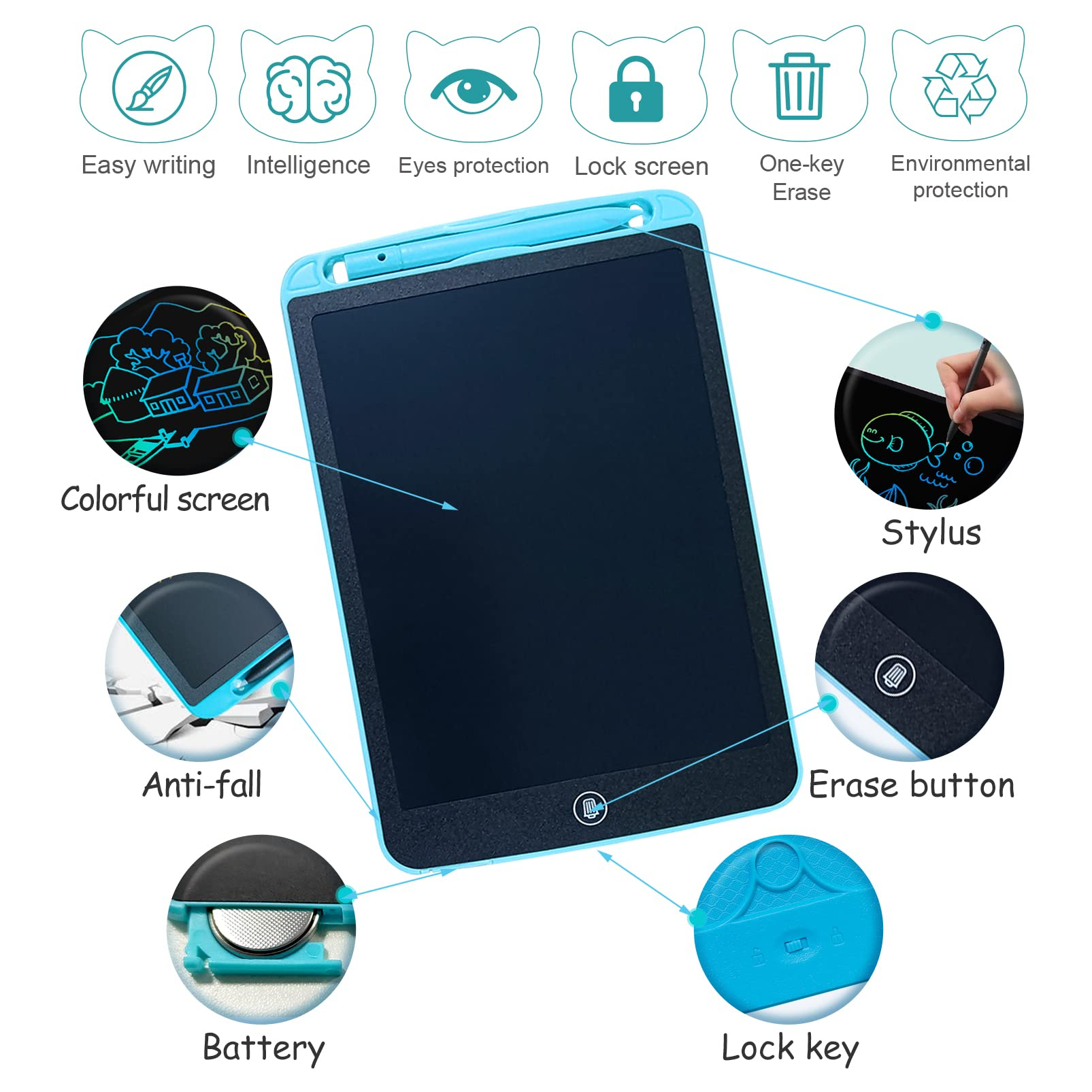 Picture of 12 Inch LCD Writing Tablet Drawing Board Kids Graffiti Sketchpad Toys Handwriting Blackboard Magic Drawing Boards Toy Gift