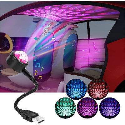 Picture of 9 Modles Car Roof Star Light Interior Led Atmosphere Ambient Projector Usb Decoration Night Light Multicolor Music Control - Table Lamp