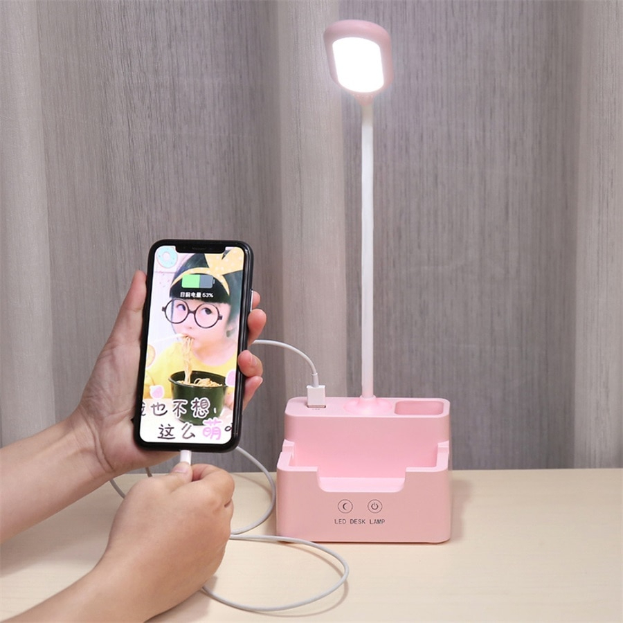 Picture of Rechargeable Led Table Lamp Touch Dimmable Desk Lamp Eye protection Reading Light For Kid With Phone Hoder Pen Holder
