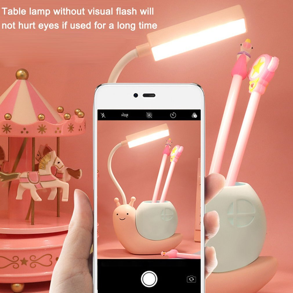 Picture of Led ডেস্ক ল্যাম্প নর্ডিক কিউট শামুক usb চার্জিং ল্যাম্প বাচ্চাদের বেডসাইড নাইট লাইট উজ্জ্বল চোখের সুরক্ষা রিডিং ল্যাম্প সাথে পেন অর্গানাইজার - table lamp
