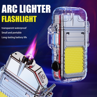 Picture of Waterproof Dual Arc Lighter With COB Light Type C Charge Outdoor Camping BBQ Survive Ignition Luminous Electric Pulse Lighter