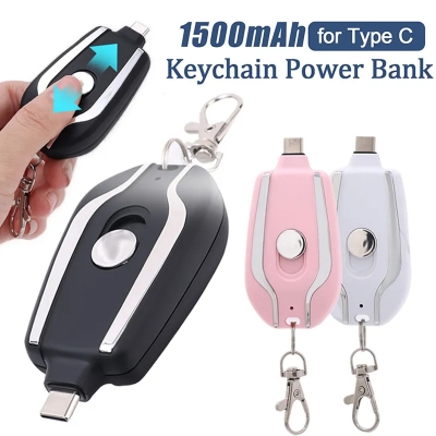 Picture of 1500mAh Portable Keychain Power Bank Fast Charging for Type C Phone Charger External Battery Pack for Emergency Power