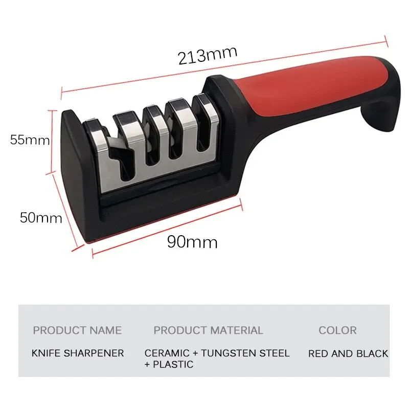 Picture of Kitchen 3-Segment Knife Sharpener Household Multi-Functional Hand-Held 3-Purpose Black Sharpening Stone