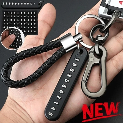 Picture of 1PCS PU Leather Braided Woven Rope Anti-Lost Keychain DIY Bag Pendant Key Chain Holder Key Car Trinket Keyring