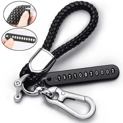 Picture of 1PCS PU Leather Braided Woven Rope Anti-Lost Keychain DIY Bag Pendant Key Chain Holder Key Car Trinket Keyring