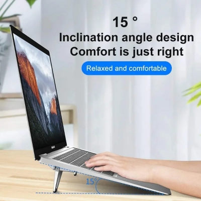 Picture of Metal Foldable Laptop Stand Universal Non-slip Bracket Support for Macbook Pro Air Lenovo Notebook Laptops Mount Holder Feets